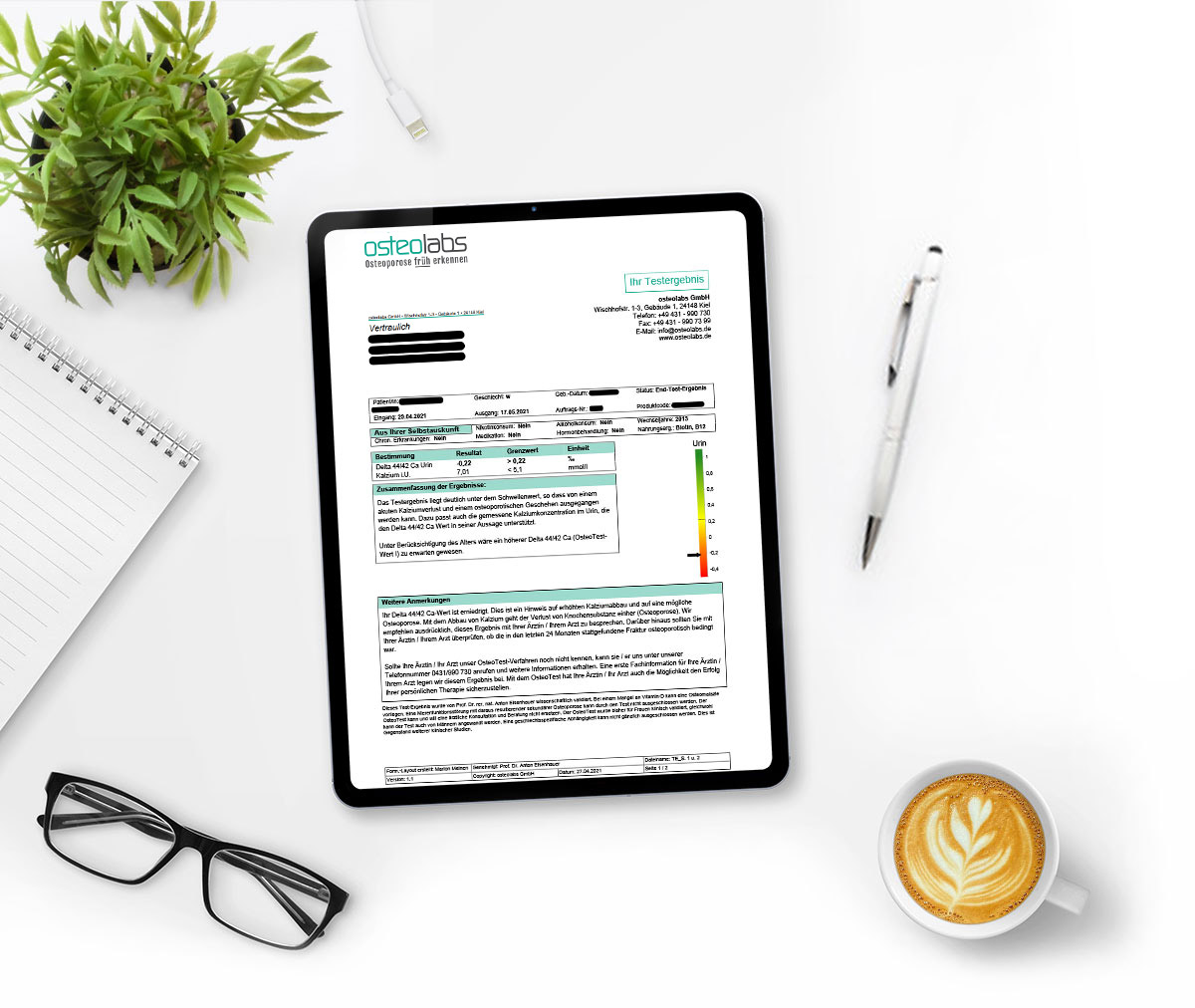 Musterbefund Osteoporose Test